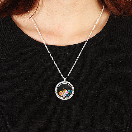 Clear Heart Accent Stone Locket Charm (2 stones)
