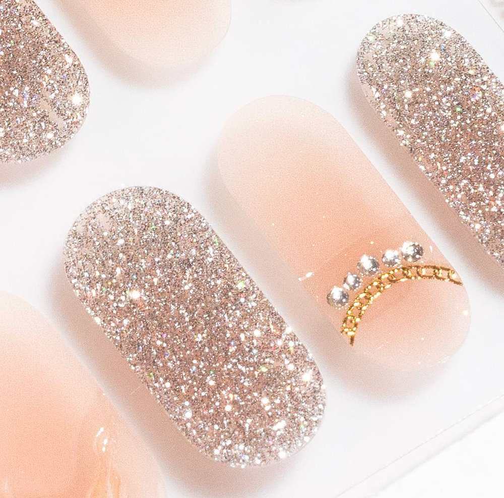 Candied Nails - Nail Sticker - Glitter Peach Gel Nails