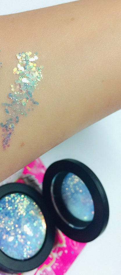 Inked Doll Cosmetics - *ELSA's DREAM !* Single Pressed Glitter Palette