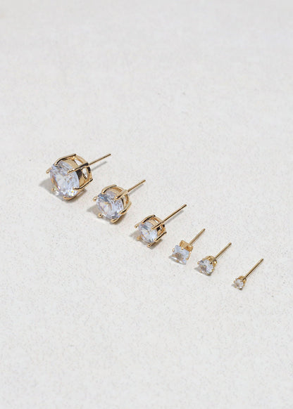 Classic Cubic Zirconia Stud Earrings - Gold