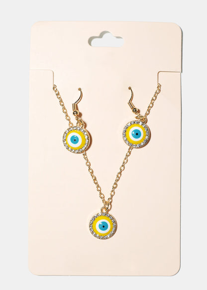 Evil Eye & Necklace Earring Set