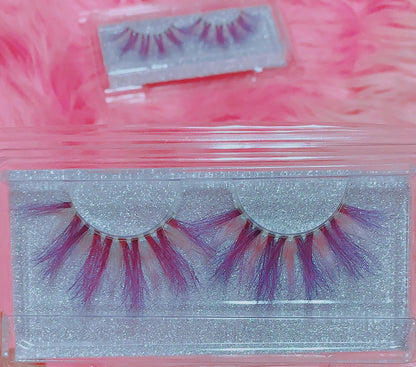 Inked Doll Cosmetics - *PSYCHOTIC FAIRY* (Pastel Pink/Purple) DreamDoll COLOR Lashes !