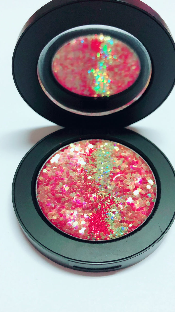 Inked Doll Cosmetics - "RED DRAGON !" Single Pressed Glitter Palette