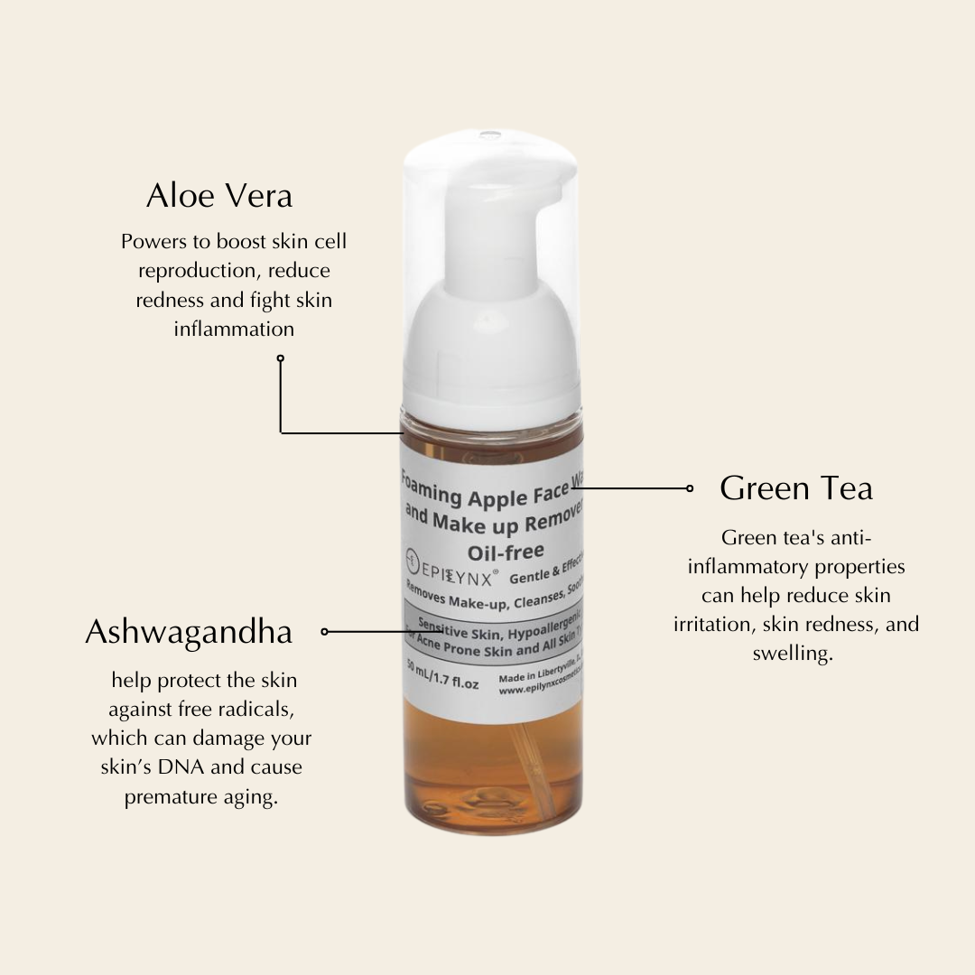 EpiLynx - Gentle, Oil-Free Foaming Apple Cleanser for Sensitive & Acne-Prone Skin | Vegan, allergen-friendly, sulfate & paraben free | Purifying, hydrating face wash for all skin types